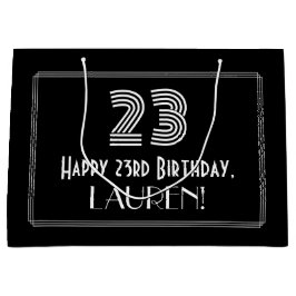 23番目の誕生日:インスパイアアールデコの「23」の外観と名前 ラージペーパーバッグ