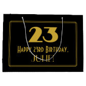 23番目の誕生日:インスパイアアールデコの「23」の外観と名前 ラージペーパーバッグ (裏面)