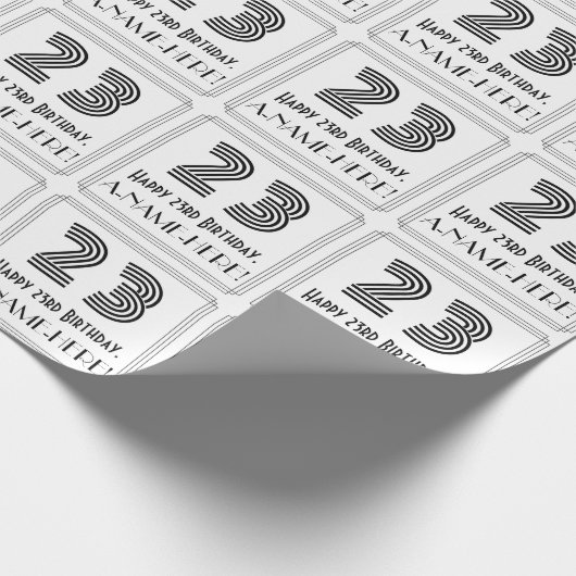 23番目の誕生日:インスパイアアールデコスタイル「23」 +名前 ラッピングペーパー (角)