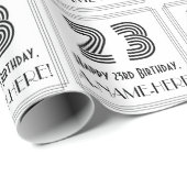 23番目の誕生日:インスパイアアールデコスタイル「23」 +名前 ラッピングペーパー (ロールコーナー)