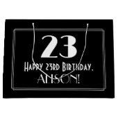 23番目の誕生日:インスパイアアールデコスタイル「23」、名前 ラージペーパーバッグ (正面)