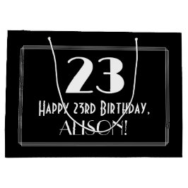 23番目の誕生日:インスパイアアールデコスタイル「23」、名前 ラージペーパーバッグ