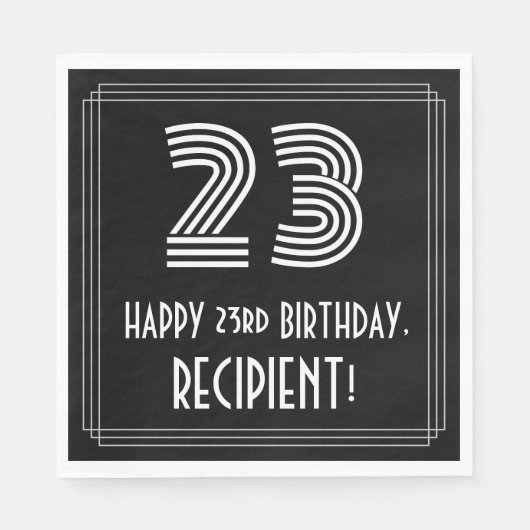 23番目の誕生日:インスパイアアールデコ検索"23" +名前 スタンダードランチョンナプキン (正面)