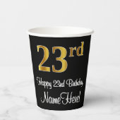 23番目の誕生日-エレガント豪華なフェイク金ゴールドルック# 紙コップ (裏面)