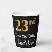 23番目の誕生日-エレガント豪華なフェイク金ゴールドルック# 紙コップ (正面)