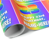 23番目の誕生日: カラフル、おもしろいレインボーパターン# 23 ラッピングペーパー (ロールコーナー)