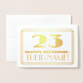 23番目の誕生日、名前+アールデコインスパイアの外観「23」 箔カード (封筒付き正面)