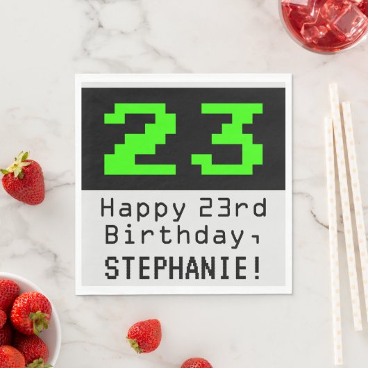 23番目の誕生日- Nerdy / オタク系のスタイル「23」と名前 スタンダードランチョンナプキン (インサイチュ)