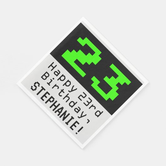 23番目の誕生日- Nerdy / オタク系のスタイル「23」と名前 スタンダードランチョンナプキン (角)