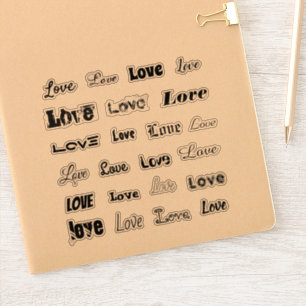 23種の「LOVE」ブラックのアクセントシールのシート シール