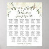23表アイボリー白フローラ結婚の座席表 ポスター (正面)