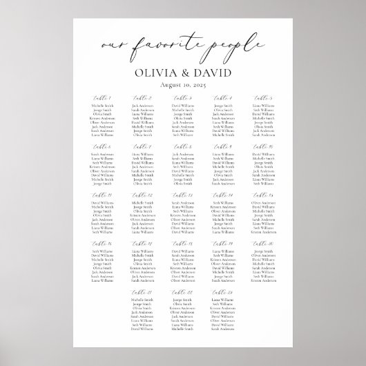 23表シンプル人お気に入りの席表 ポスター (正面)