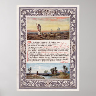 23詩篇The Lord is my Shepherd Canvas Print ポスター