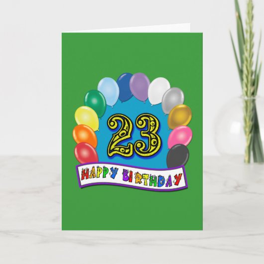 23誕生日ギフト風船の組み合わせデザイン カード (正面)
