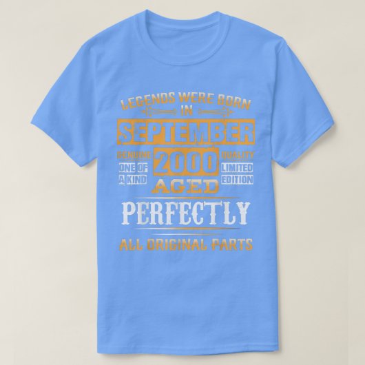 23誕生日ティー生まれレジェンド1999年9月2 Tシャツ (デザイン正面)