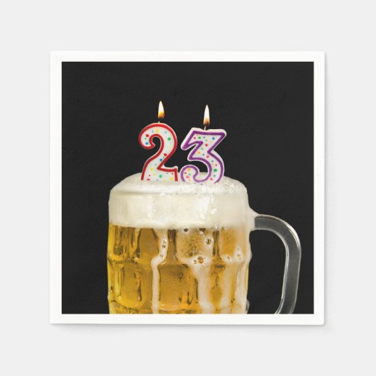 23誕生日ビールオンブラック スタンダードカクテルナプキン (正面)