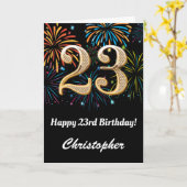 23誕生日レインボー花火ブラック&金ゴールド カード (黄色い花)