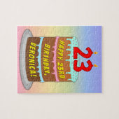 23誕生日:おもしろいケーキとキャンドル+名前をカスタムする ジグソーパズル (横)