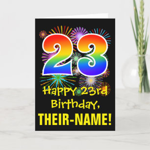 23誕生日:おもしろい花火パターン+虹23 カード