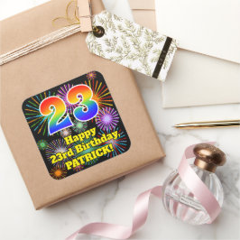 23誕生日:おもしろい花火ルック、虹# 23 スクエアシール