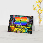 23誕生日:おもしろい、お祝カラフルい花火 カード (黄色い花)