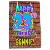 23誕生日:おもしろい、アーバングラフィティインスパイアルック ミディアムペーパーバッグ (正面)