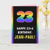 23誕生日:カラフルレインボー# 23,名前をカスタムする カード (黄色い花)