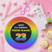 23誕生日:カラフルレインボー# 23,名前をカスタムする ペーパープレート (パーティー)