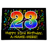 23誕生日-カラフル音楽シンボル、レインボー23 ラージペーパーバッグ (正面)