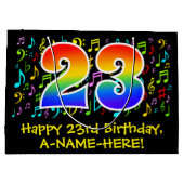 23誕生日-カラフル音楽シンボル、レインボー23 ラージペーパーバッグ (裏面)
