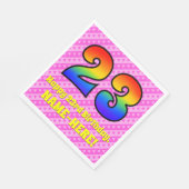 23誕生日:ピンクストライプのハート、レインボー# 23 スタンダードランチョンナプキン (角)