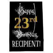 23誕生日~ファンシースクリプト;フェイク金ゴールド検索;名前 ミディアムペーパーバッグ (裏面)