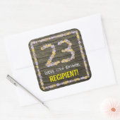 23誕生日:フローラ番号、フェイク木目、名前 スクエアシール (封筒)