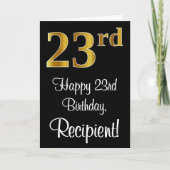 23誕生日~ラグジュアリーエレガントなフェイク金ゴールドルック# カード (正面)