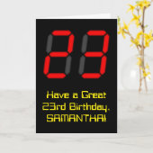 23誕生日:レッドデジタルクロックスタイル"23" +名前 カード (黄色い花)