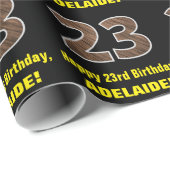 23誕生日：名前フェイク&木目パターン「23」 ラッピングペーパー (ロールコーナー)