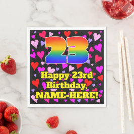 23誕生日：愛するハートパターン、虹# 23 スタンダードランチョンナプキン