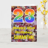 23誕生日、素朴紅葉、虹「23」 カード (黄色い花)