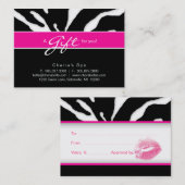 232のサロンのギフトカードシマウマの動物の唇のピンク 割引カード (正面/裏面)