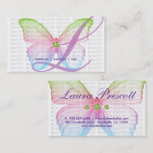 232の美しいの名刺の緑のピンクの青の蝶 名刺 (正面/裏面)