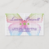 232の美しいの名刺の緑のピンクの青の蝶 名刺 (裏面)