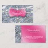 232の輝きのジュエリーのシマウマのピンクの銀 名刺 (正面/裏面)