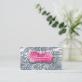 232の輝きのジュエリーのシマウマのピンクの銀 名刺 (スタンド正面)