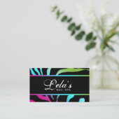 232アニマルビジネスゼブラネイルサロンピンクブルーGr 名刺 (スタンド正面)