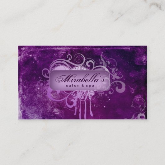 232グランジな名刺の花のサロンのスパの紫色 名刺 (正面)