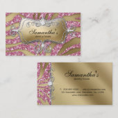 232スパークルジュエリービジネスゼブラ金ゴールドピンクシルブ 名刺 (正面/裏面)