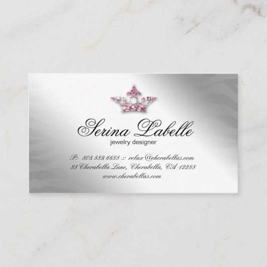 232スパークルジュエリー名刺ゼブラクラウンピンク 名刺 (裏面)