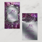 232ヴィンテージの名刺のダマスク織の鏡の紫色 名刺 (正面/裏面)