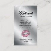 232人の美容師の名刺のグリッターのシマウマのピンク 名刺 (裏面)