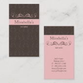 232名刺のダマスク織の渦巻のピンクブラウン 名刺 (正面/裏面)